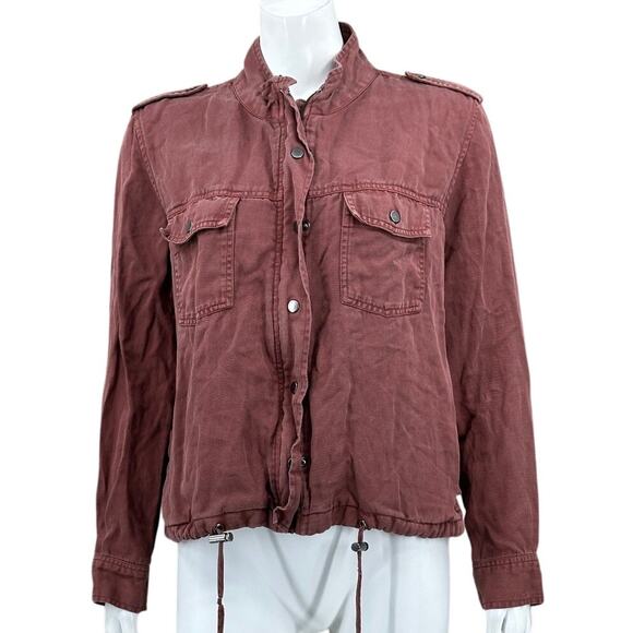 Rails Jacket Women Medium Burgundy Collins Utility Military Twill Linen Outdoors - Picture 1 of 12